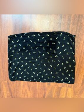 American Eagle Outfitters Black Tube Top with Yellow Floral Print